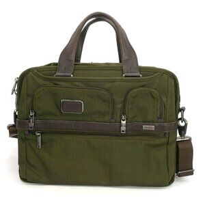 TUMI Expandable Organizer Computer Briefcase Bag Green Khaki Vintage 261410L2